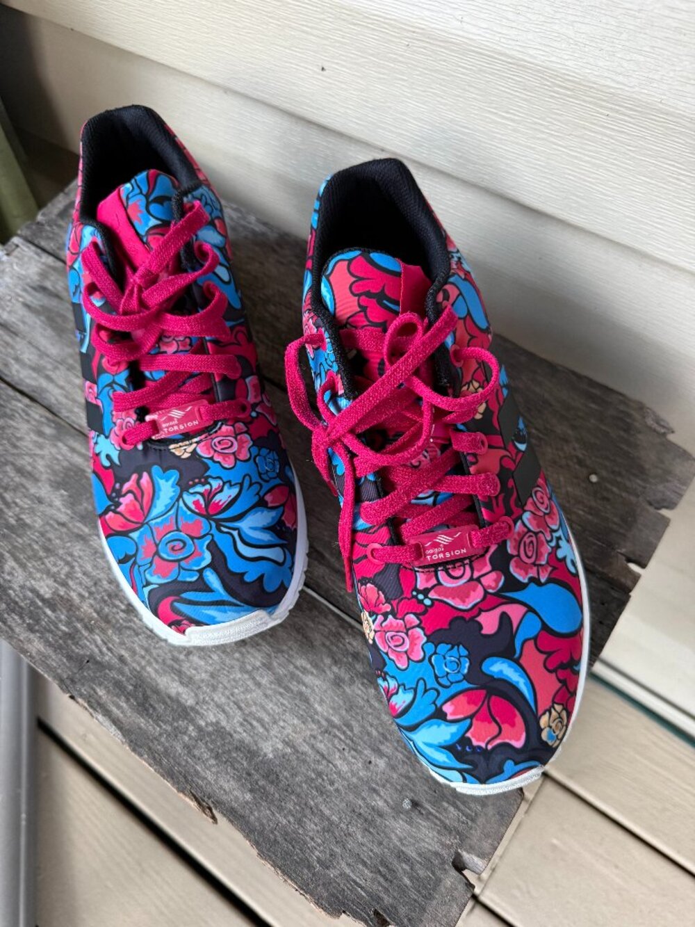 Adidas Originals ZX Flux Torsion Women’s Size 10 Floral Pink Blue Sneakers